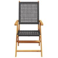 Tuinstoelen 2 st massief acaciahout en poly rattan zwart - thumbnail