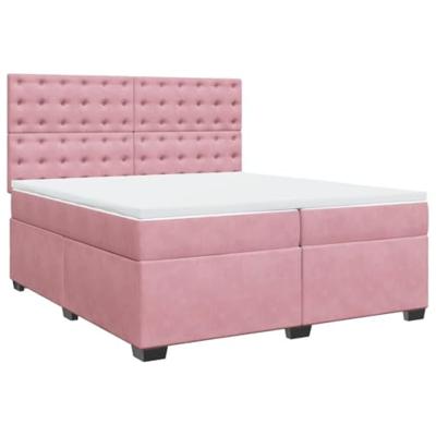 Boxspring met matras fluweel roze 200x200 cm