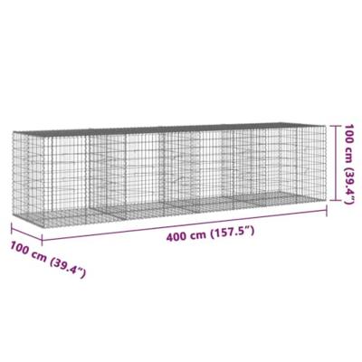 Schanskorf 400x100x100 cm gegalvaniseerd ijzer zilverkleurig