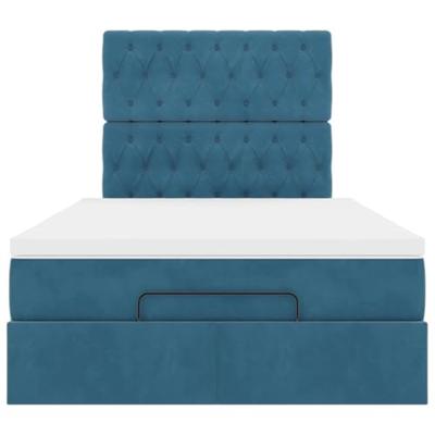 Ottoman bed met matrassen 120x200cm fluweel donkerblauw