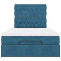 Ottoman bed met matrassen 120x200cm fluweel donkerblauw - thumbnail