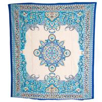 Authentiek Wandkleed Katoen Blauw Bloemen Mandala (240 x 210 cm) - thumbnail