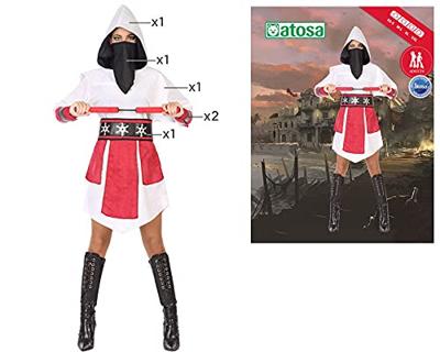 Samurai Ninja Outfit Dames Wit/Rood