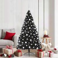 VidaXL Kunstmatig voorverlicht kerstboom met 300 led zwart 180 cm pvc - thumbnail