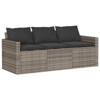 2-delige Tuinset met kussens poly rattan grijs - thumbnail