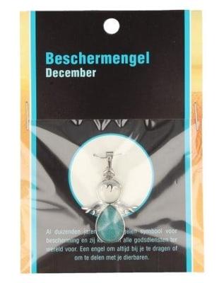 Zilverkleurige December Beschermengel Hanger Amazoniet zonder Ketting