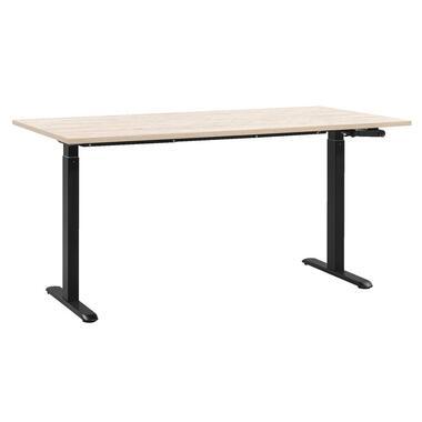 Bureau Homeworx zit/sta handmatig verstelbaar - eikenkleur/zwart - 75/118x160x80 cm
