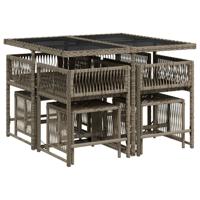 9-delige Tuinset met kussens poly rattan grijs - thumbnail