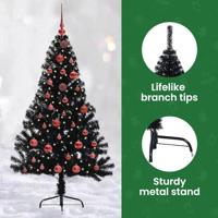 VidaXL Kunstmatig voorverlicht kerstboom met 150 led zwart 150 cm pvc - thumbnail
