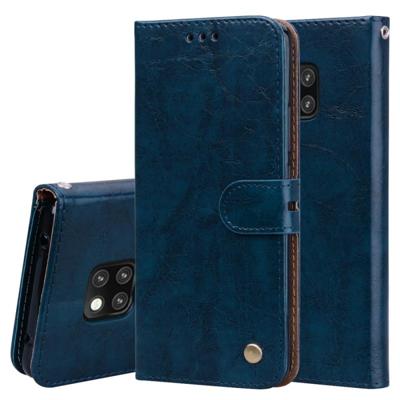 Business stijl olie Wax textuur horizontale Flip lederen case voor Huawei mate 20 Pro met houder & kaartsleuven & portemonnee (blauw)