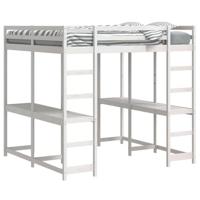 Hoogslaper met bureau en ladder grenenhout wit 180x200 cm - thumbnail