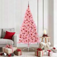 VidaXL Kunstmatig voorverlicht kerstboom met 300 led roze 180 cm pvc - thumbnail