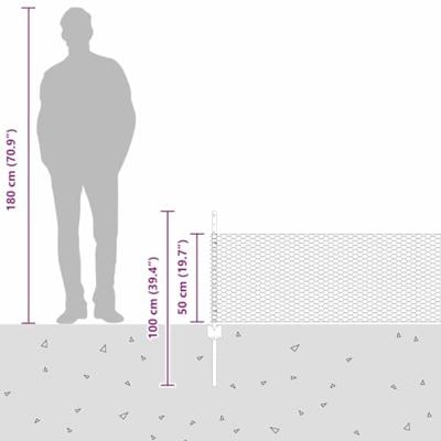 VidaXL Hek met paal zilver 0,5 x 25 m staal VidaXL Hek met paal zilver 0,5 x 25 m staal