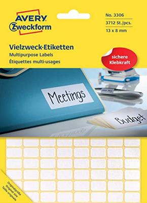 Avery Zweckform 3306 mini etiketten ft 13 x 8 mm (b x h), 3.712 etiketten, wit