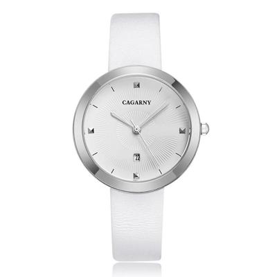 CAGARNY 6871 Fashion Life waterdichte zilveren shell stalen band quartz horloge (wit)