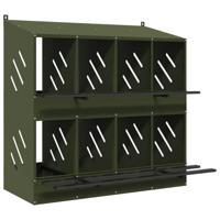 Kippennestkastje met 8 vakken olijfgroen metaal - thumbnail