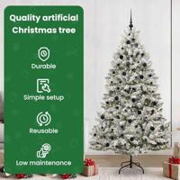 Kunstkerstboom met 300 LED Groen en Wit 210 cm PVC en Metaal - thumbnail