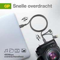 GP GPCBCY1NGYUSB313 USB-laadkabel USB 2.0 USB-A stekker, Apple Lightning stekker, USB-micro-B stekker, USB-C stekker 1.00 m Grijs - thumbnail