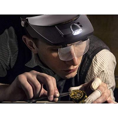 TOOLCRAFT TO-5137803 Hoofdbandloep Met LED-verlichting Vergrotingsfactor: 1.2 x, 1.8 x, 2.5 x, 3.5 x Lensgrootte: (l x b) 102 mm x 57 mm Zwart