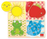 Goula puzzel - houten knopjespuzzel 4 kleuren - 4 stukjes - thumbnail