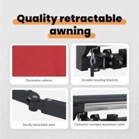 VidaXL Inklapbaar zonnescherm rood 400 × 300 cm polyester en metaal - thumbnail