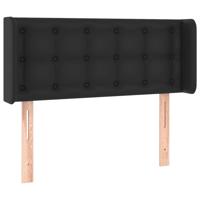 Hoofdbord met randen 203x16x118/128 cm kunstleer zwart - thumbnail