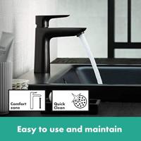 Hansgrohe Wastafelmengkraan Talis E 110 Eengreeps met Trekwaste Mat Zwart - thumbnail