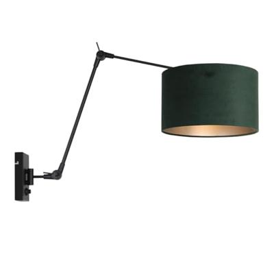 Steinhauer Wandlamp prestige chic 8121 zwart kap groen velours Steinhauer Wandlamp prestige chic 8121 zwart kap groen velours