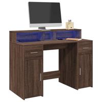 Bureau met LED-verlichting 120x55x91 cm hout bruin eikenkleurig - thumbnail