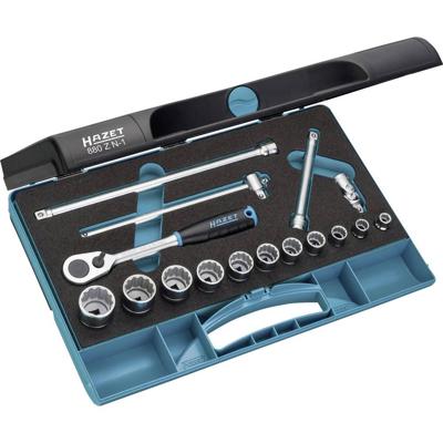 HAZET Dopsleutelset 880ZN-1 · 3/8 inch (10 mm) vierkant hol · Buitentwaalfkant tractieprofiel · 16-delig · 8 - 22