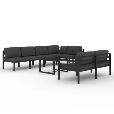 8-delige Loungeset met kussens aluminium antracietkleurig - thumbnail