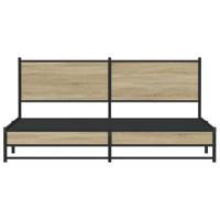 Bedframe met hoofdbord metaal sonoma eikenkleurig 160x200 cm - thumbnail