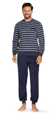 Indigoblauwe heren pyjama badstof Indigoblauwe heren pyjama badstof