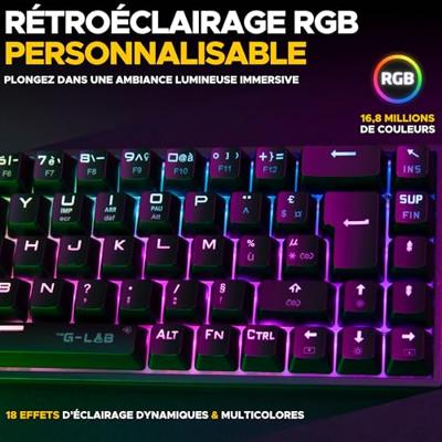 Toetsenbord The G-Lab KEYZ TITAN Zwart Azerty Frans