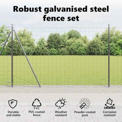 VidaXL Hek met paal grijs 1,6 x 10 m staal en pvc