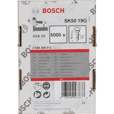 Nagel met verzonken kop SK50 19G, 1,2 mm, 19 mm, verzinkt 5000 stuk(s) Bosch Accessories 2608200512 Afm. (l x b) 19 mm x 1.2 mm Nagel met verzonken kop SK50 19G, 1,2 mm, 19 mm, verzinkt 5000 stuk(s) Bosch Accessories 2608200512 Afm. (l x b) 19 mm x 1.2 mm