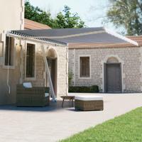 Luifel vrijstaand handmatig uittrekbaar 400x300 cm blauw en wit - thumbnail