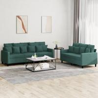 2-delige Loungeset met kussens fluweel donkergroen - thumbnail
