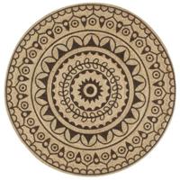 VidaXL Vloerkleed handgemaakt met donkerbruine print 150 cm jute - thumbnail