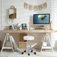 Monzana Bureaustoel - draaistoel - kruk - met - chromen - voet in wit - thumbnail