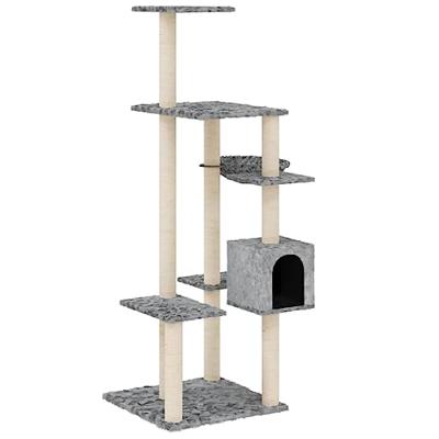VidaXL Kattenmeubel met sisal krabpalen 142 cm lichtgrijs