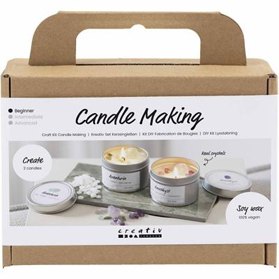 Creativ Company Mini hobbyset kaarsen maken, sojakaars met aventurien en amethist, crème, off white, 1 doos Creativ Company Mini hobbyset kaarsen maken, sojakaars met aventurien en amethist, crème, off white, 1 doos