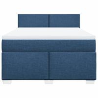 Boxspring met matras stof blauw 140x200 cm - thumbnail