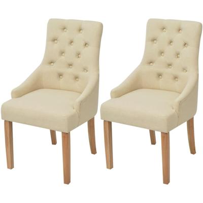 Eetkamerstoelen 2 st stof crèmekleurig