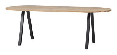 WOOOD Ovale Eettafel 'Tablo' met 2-standen poot, 220 x 90cm