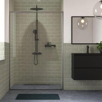 Sealskin Schuifdeur Contour Voor Nis 120x200 cm, 6 mm Helder Veiligheidsglas met Antikalklaag Mat Grijs