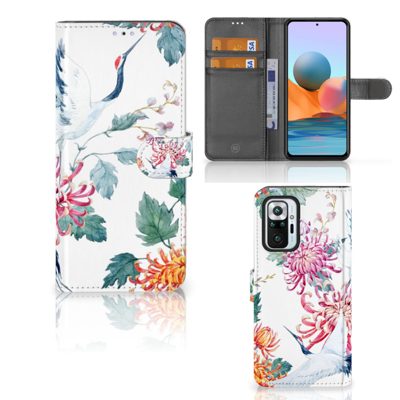 Xiaomi Redmi Note 10 Pro | Telefoonhoesje | Met pasjeshouder | Bird Flowers