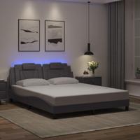 Bedframe met LED-verlichting kunstleer grijs 160x200 cm - thumbnail