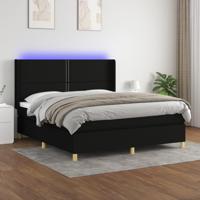 Boxspring met matras en LED stof zwart 180x200 cm - thumbnail