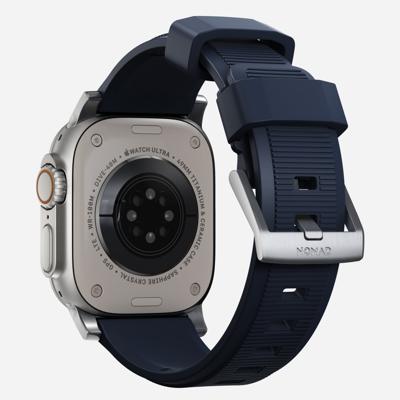 Nomad Rugged Strap Apple Watch (Ultra) 42mm / 44mm / 45mm / 49mm Atlantic Blue Connector Silver